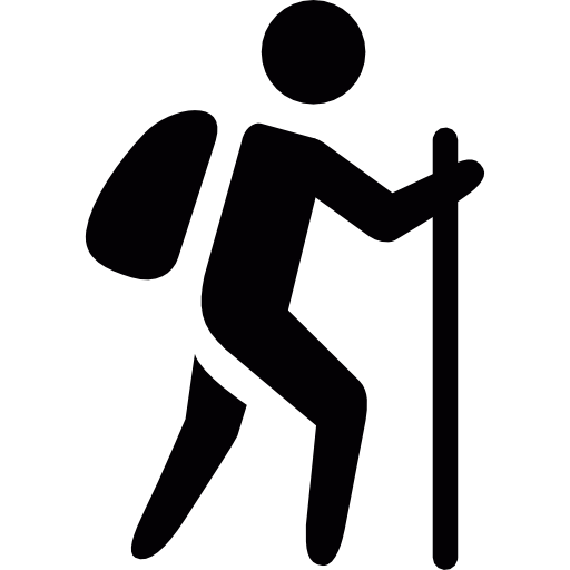 man with bag and walking stick